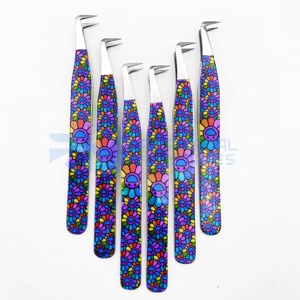 Pince à cils RMI en gros, la plus vendue, en acier inoxydable massif, avec grip diamanté, finition miroir, revêtement papier argenté pour cils - Product Image 6