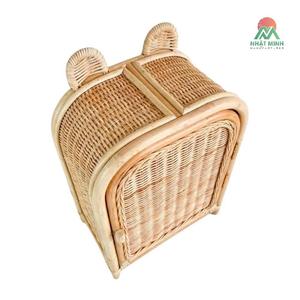 Armoire enfant en rotin Nhat Minh avec dessus arqué en forme d'oreilles d'ours, rangement écologique pour chambre d'enfant - Product Image 2