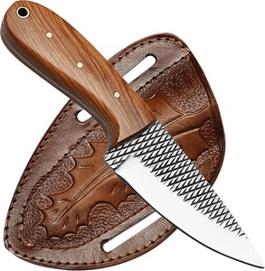 Cuchillo de Caza de Hoja Fija de Acero Inoxidable con Punta Caída, Mango de Madera, Borde Recto, Grosor de 0.6mm, para Uso en Exteriores y Bricolaje - Product Image 4