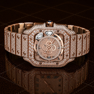 Montre de luxe personnalisée en moissanite pour homme, entièrement sertie de diamants, en acier inoxydable, à quartz - Product Image 1