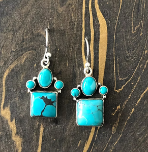 Elegant Turquoise Gemstone Dangle Earrings in 925 <b>Sterling</b> <b>Silver</b> Handmade Boho Jewelry Gift for Women - Product Image 2