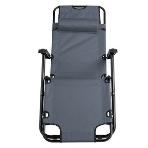 Sedia Pieghevole Reclinabile Portatile Grigia Estensibile a Doppio Uso - Product Image 4