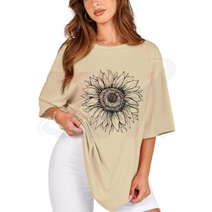 Camiseta Informal de Algodón para Mujer, Holgada, Transpirable, de Tela Suave, para el Verano, Estilo Urbano, para Uso Diario - Product Image 1