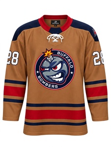 Ropa Deportiva, Jersey de Hockey sobre Hielo Marrón de los Buffalo Bombers, Uniforme Deportivo Sublimado para Hombre, Tejido de Malla Transpirable - Product Image 1
