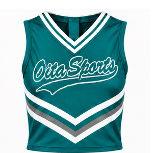 Haut de sport sans manches vert sarcelle pour équipe, uniforme athlétique, tenue de cheerleading pour compétition et performance - Product Image 1
