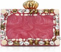 Sac de soirée en résine époxy en gros avec options de couleurs personnalisées, pochette de soirée avec chaînes, forme personnalisée et travail de pierres