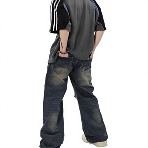 Wholesale Custom Men's Plus Size Denim Jeans <b>Harem</b> Pants Casual Summer ODM with Eco-Friendly Sand Wash Gradient - Product Image 3