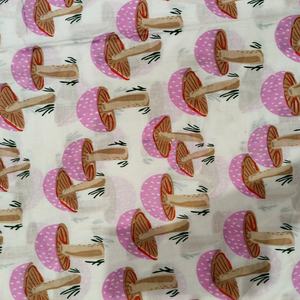 Mushroom Printed Eco-Friendly Organic Breathable Lightweight Combed Nonwoven <b>Cotton</b> Fabric Flower Theme Girls Apparel Bag - Product Image 2