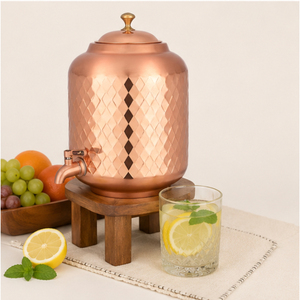 Distributeur d'eau artisanal en cuivre pur avec robinet anti-fuite, pot Matka traditionnel ayurvédique en cuivre pour stimuler le système immunitaire - Product Image 6