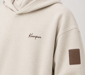 Sweat-shirt à capuche surdimensionné pour homme, broderie personnalisée sur la poche, en molleton 100% coton French Terry, pour l'automne, disponible en marron et beige - Product Image 2