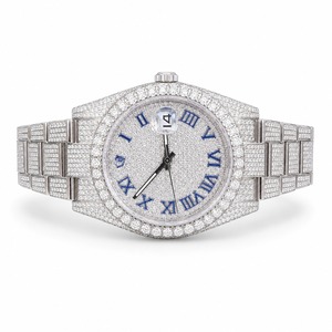 Reloj de Lujo con Diamantes, Números Romanos, Correa de Acero Inoxidable, Visualización de Fecha Analógica, Unisex - Product Image 4