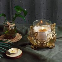 Porte-bougie en métal doré en forme de papillon, support de bougie en fer fait à la main, lanterne décorative ronde pour la maison, mariage, Noël