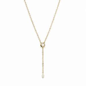 Collier élégant en laiton avec fausses perles, plaqué or, bijoux de mode pour femmes, vente en gros - Product Image 1