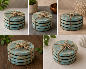 Eco Friendly Round Wooden <b>Coasters</b> Rustic Engraved <b>Drink</b> Mats Custom Cup <b>Coaster</b> Set Table Decor - Product Image 5