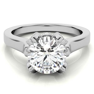 Anillo de Compromiso de Moissanita VVS1 de 2 Quilates con Corte Brillante Redondo, Diseño de Tulipán Antiguo, Anillo de Boda de Plata de Ley 925 con Engaste de Garras, Certificado IGI - Product Image 2