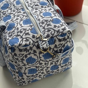 Quilted Blue Pattern Duffel <b>Bag</b> With Zipper Closure Travel Weekender <b>Bag</b> Reusable Beach <b>Overnight</b> Duffel <b>Bags</b> - Product Image 6
