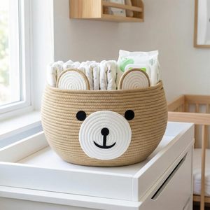 Best Choice Eco-Friendly Multifunction Cotton Rope <b>Cute</b> Storage Basket Brown Teddy <b>Bear</b> Gift Basket Household Laundry Vietnam - Product Image 5