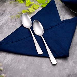 Majestic <b>Set</b> of 2 <b>Silver</b> Stainless Steel Spoons with Long Handle for Serving Dinner <b>Tea</b> More! - Product Image 6