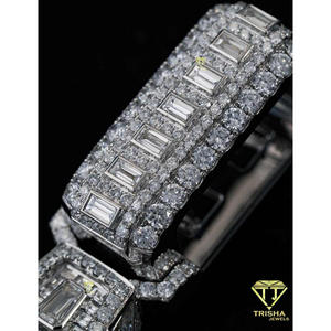 Luxury BIZ <b>Initial</b> Pendant Moissanite Diamond 925 Sterling Silver Gold Plated Hip Hop Necklace Cuban Link <b>Chain</b> Streetwear Jewel - Product Image 5