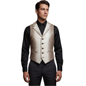 Chaleco de Cuero con Patrón de Cocodrilo Exótico para Hombre, Nuevo Estilo de Moda, Ropa Exterior Informal Transpirable para Invierno, Chaleco de Alta Calidad - Product Image 1