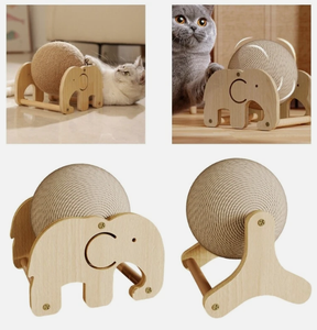 Cute <b>Cat</b> Scratcher Wheel Toy Seagrass Rope Claw Grinding Ball with Wooden Stand <b>Cat</b> Scratcher Toy for Indoor <b>Cats</b> Play - Product Image 5