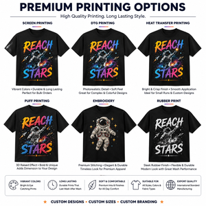 Camiseta Negra de Manga Larga para Hombre con Estampado de Astronauta Reach Stars, Cuello Redondo, Corte Regular, Informal, 100% Algodón Jersey Transpirable - Product Image 4
