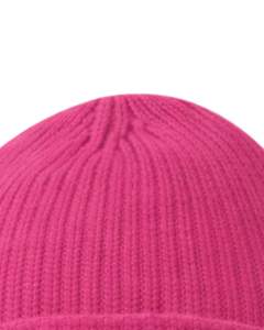 Bonnet en tricot côtelé rose avec logo brodé blanc, chaud et doux en acrylique, personnalisable, unisexe, à revers, pour l'hiver - Product Image 4