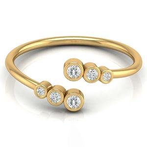 Bague ouverte sur mesure en or avec diamant cultivé en laboratoire pour femmes, bague de mariage à la mode, réglage de lunette à coupe brillante - Product Image 1