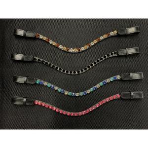 HM Global Premium Elegant U Shaped Multi Color 10 mm Arena Crystal Handmade Horse Browband Luxury Riding Tack - Product Image 1