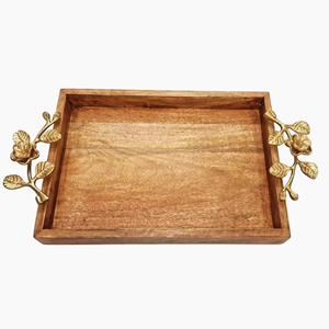 Creative Quality Wood Serving Tray With Black Metal Handle <b>Food</b> Serving Tray Dessert Display For Hotel Table <b>Food</b> <b>Server</b> Trays - Product Image 2