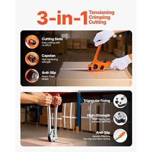 Kit Sigillatore per Reggiatura Resistente con 3200 Piedi di Nastro PP, 1000 Sigilli Metallici e 50 Protezioni Angolari per Imballaggio - Product Image 4