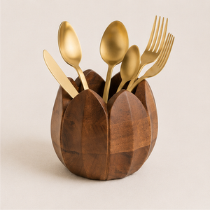 Porte-couteaux en bois de lotus artisanal, support à cuillères en bois massif de qualité supérieure pour cuisine et table à manger, porte-ustensiles écologique - Product Image 2
