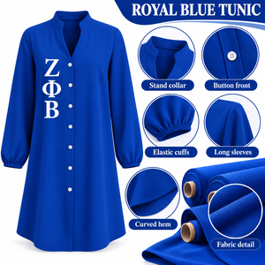 Blusa Larga con Mangas Abullonadas Bordada de la Hermandad Griega Zeta Phi Beta - Product Image 6