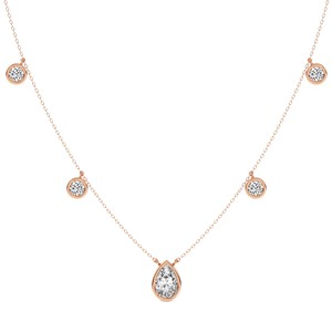 Collier pendentif haut de gamme en diamant de laboratoire taille poire et taille ronde pour femme, fabriqué en or massif 10k/14k - Product Image 2