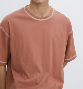 Camiseta Oversize con Costuras en Contraste, Corte Boxy, Logotipo Personalizado, Algodón Pesado Negro, Estilo Urbano, OEM - Product Image 3