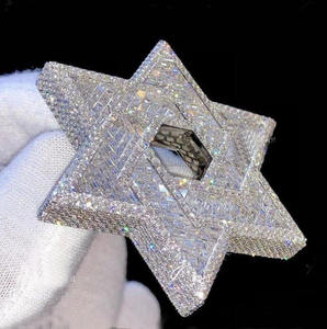 Pendentif étoile en moissanite glacée en argent sterling 925 plaqué rhodium, bijoux de luxe personnalisés unisexes style hip-hop bling pour cadeau - Product Image 5