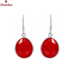 Classic hottest <b>earrings</b> <b>solid</b> 925 sterling <b>silver</b> red onyx gemstone dangle drop bezel set <b>earring</b> for ladies and girl - Product Image 2