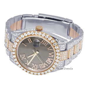 Montre-bracelet automatique élégante en moissanite avec diamant pour hommes, acier inoxydable de haute qualité, analogique, style hip hop antique de 41mm, entièrement glacé - Product Image 1