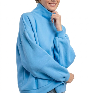 Suéter Oversize de Cuello Alto para Mujer en Color Azul, Prenda Esencial de Moda Urbana, Corte Holgado, Proveedor de Fábrica OEM - Product Image 1