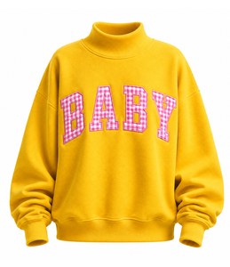 Sweat-shirt surdimensionné personnalisé pour femme, col montant, imprimé floral, logo appliqué, décontracté, en molleton de coton, vente en gros - Product Image 6