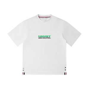 เสื้อยืดแขนสั้นสีดำสำหรับผู้ชายของ Naimat Abbas Industries พร้อมโลโก้สีเขียว แต่งขอบตัดกัน ทรงปกติ ผ้าเจอร์ซีย์ลำลอง คอโอ ทำจากผ้าฝ้าย - Product Image 3