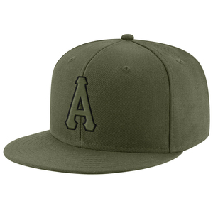 Unisex 6-Panel Canvas Baseball <b>Cap</b> With Orange Embroidered A Logo Front Panel Fitted Casual Style - Product Image 2