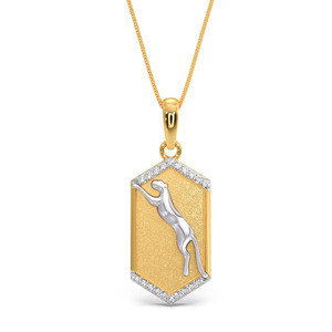 Collar con colgante de oro con motivo de pantera saltando y diamantes - Product Image 3