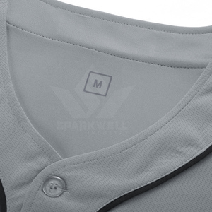Maillot de baseball gris pour homme, manches courtes, boutons sur le devant, coupe classique, évacuation de l'humidité, nom d'équipe personnalisé, toutes saisons, polyester - Product Image 4