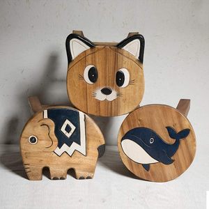 Creative Cartoon Kids <b>Stool</b> Wooden Cute <b>Animal</b> Seat Modern Design Tabletop Installation Furniture Decoration for Living Room - Product Image 5