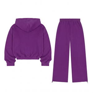 ZAINI 350grams Premium 100% Cotton Fleece <b>Purple</b> Hooded <b>Men's</b> Winter Streetwear Breathable Tracksuit Zip Hoodie Jogger Custom - Product Image 2