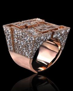 Rose Gold Tone <b>Iced</b> Moissanite Baguette Cocktail <b>Ring</b> Full Pave Square Statement Fine <b>Ring</b> for Men Rose Gold Cocktail <b>Ring</b> With - Product Image 1