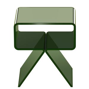 Comodino Moderno Mid-Century in Acrilico Trasparente con Ripiano Portaoggetti, Tavolino Trasparente per Soggiorno o Camera da Letto - Product Image 1
