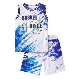 Boys Basketball Jersey Uniform Set Sleeveless Mesh Tank Top & Shorts Youth Sublimated Sport Wear Summer Kids <b>Athletic</b> Outfit - Product Image 1