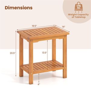 โต๊ะข้างไม้กระถินณรงค์ 2 ชั้น รับน้ำหนักได้ 176 ปอนด์ สำหรับสวน - Product Image 6
